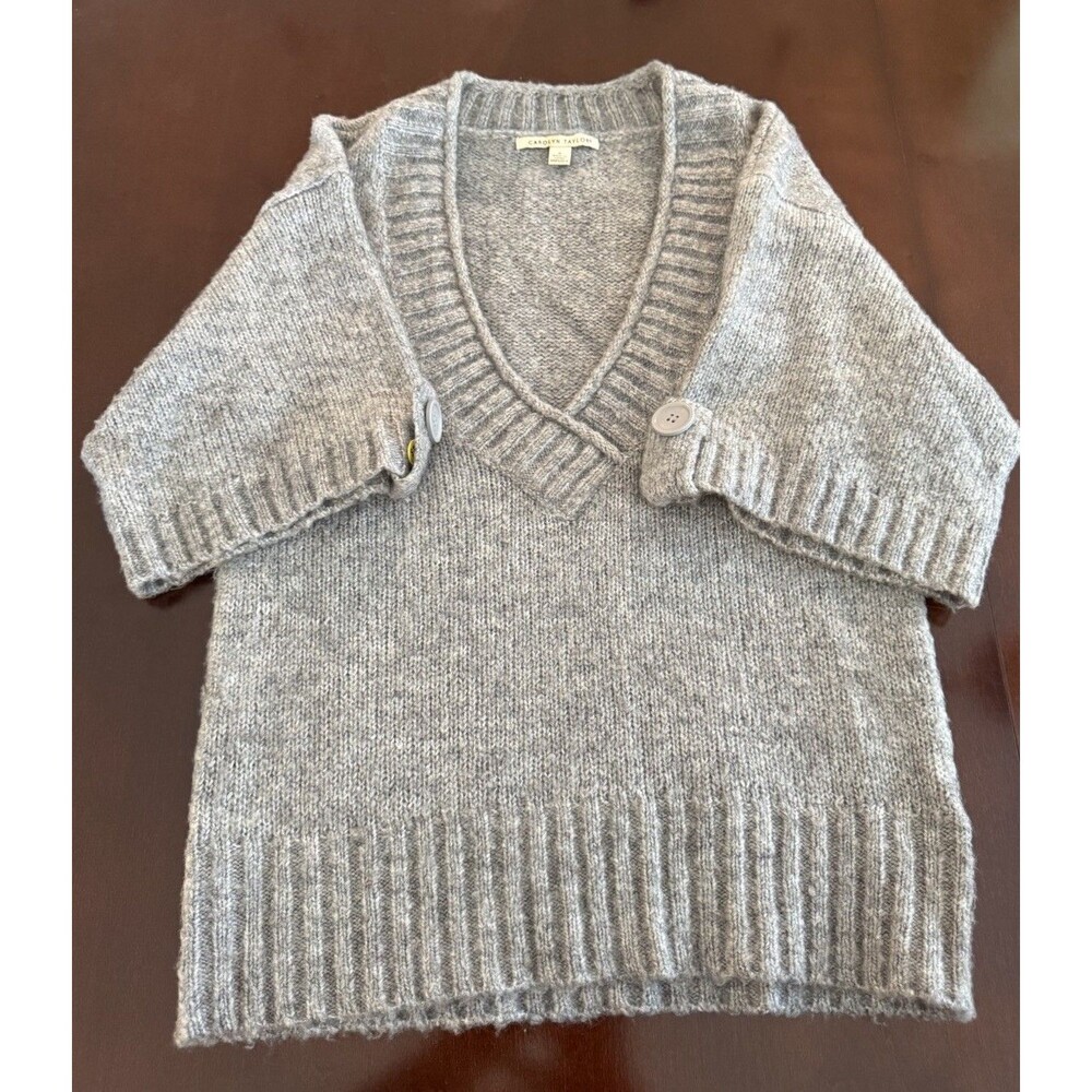 Carolyn Taylor Women S Gray Mohair Wool Blend Dolman Sleeve Sweater Button Cuff